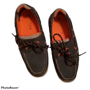 New Navy & Orange Boys Sherry Topsiders.